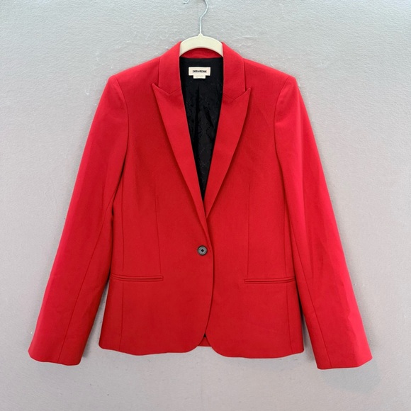 ZADIG & VOLTAIRE women’s Embellished Skull Blazer Red single breasted jacket S - Picture 4 of 10